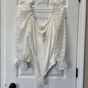 White Bodysuit with Puff Sleeves